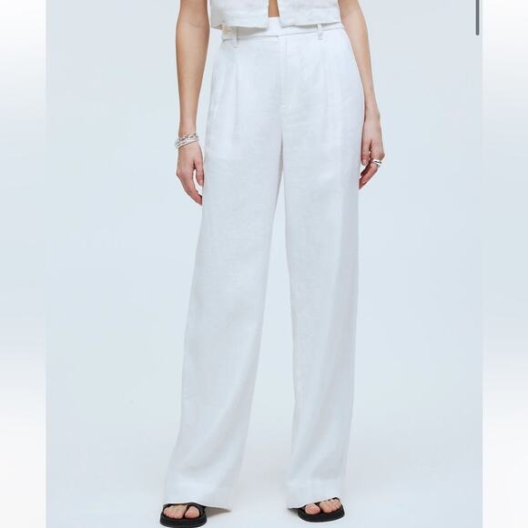 Madewell Pants - NWT Madewell The Harlow Wide-Leg linen Pant in Eyelet White